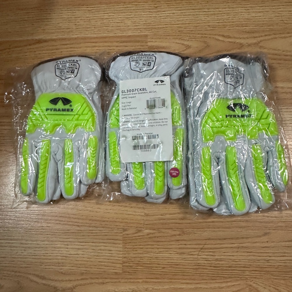 Pyramex Goatskin Driver HPPE, Impact. A6 Cut Work Gloves.